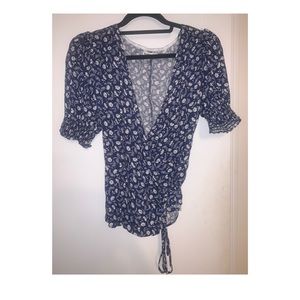 Blue floral Reformation wrap top